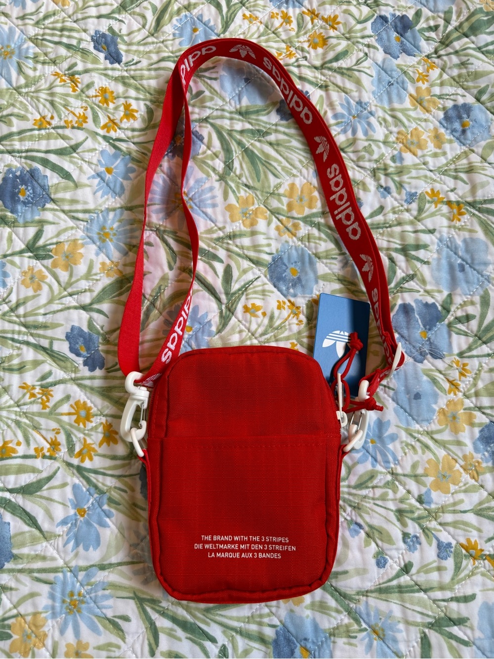 adidas Red Trefoil Mini Crossbody Bag with Branded Strap - Picture 3 of 5